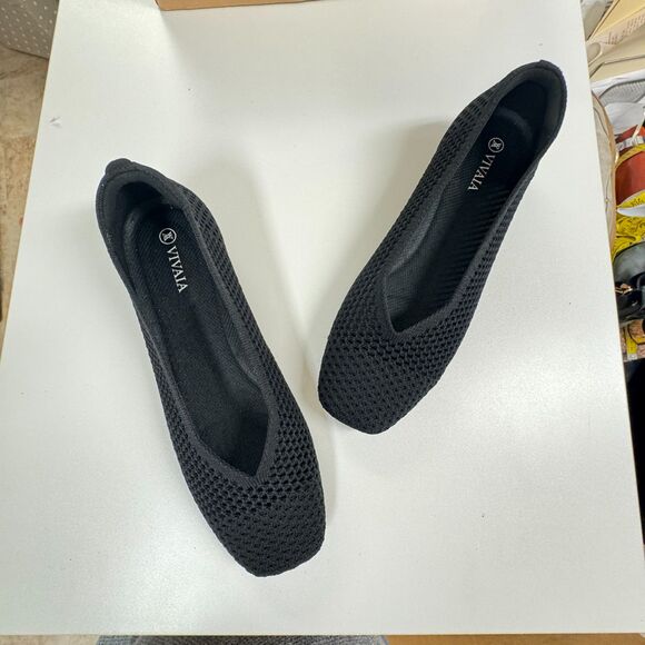 Vivaia Margo 2.0 Black Mesh Square Toe V-Cut Ballet Flat Comfort EU Size 38.5 - Picture 5 of 12